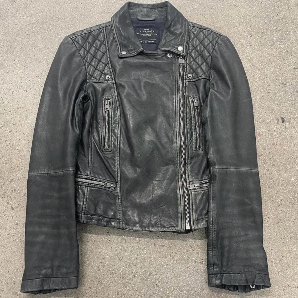 All saints quilted leather biker jacket